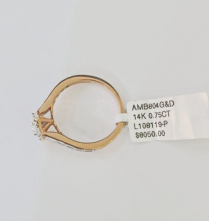 REAL 14k Rose Gold Diamond Ladies Ring Pear Shaped Women Engagement Wedding - Reva Jeweler