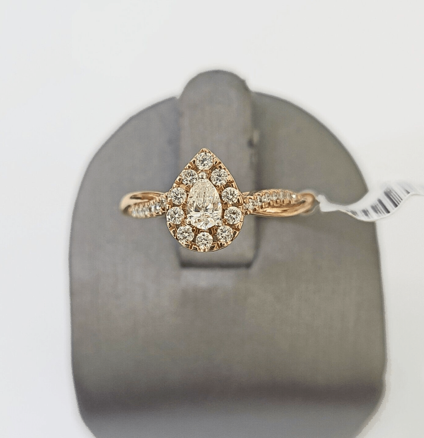 REAL 14k Rose Gold Diamond Ladies Ring Pear Shaped Women Engagement Wedding - Reva Jeweler