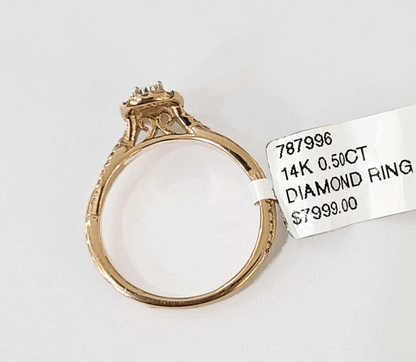 REAL 14k Rose Gold Diamond Ladies Ring Pear Shaped Women Engagement Wedding - Reva Jeweler