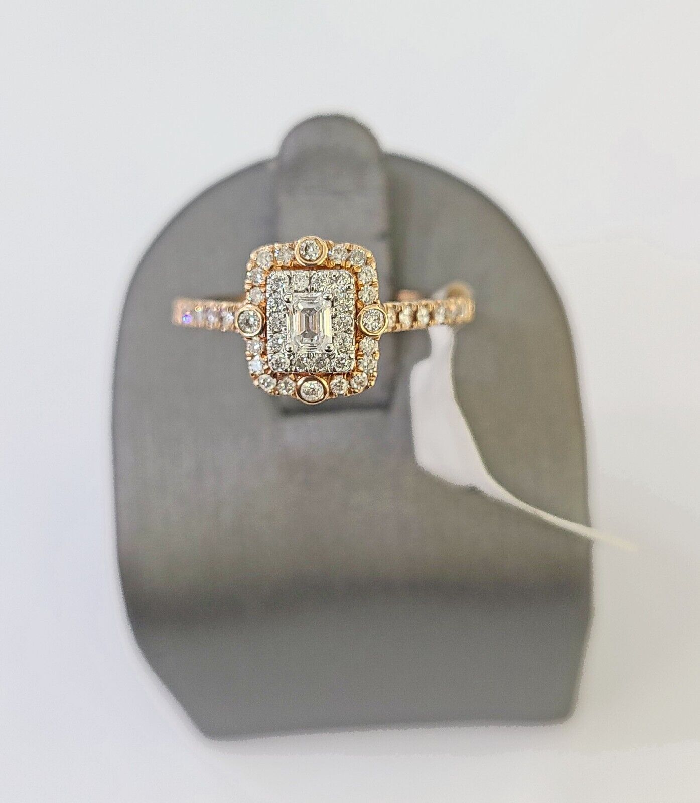 REAL 14k Rose Gold Diamond Ladies Ring Rectangle Shape Women Engagement Wedding - Reva Jeweler