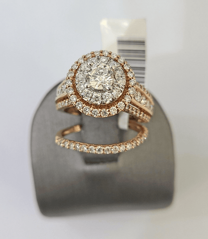 REAL 14k Rose Gold Diamond Ladies Ring Round Shape Women Engagement Wedding - Reva Jeweler