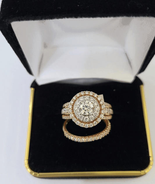 REAL 14k Rose Gold Diamond Ladies Ring Round Shape Women Engagement Wedding - Reva Jeweler