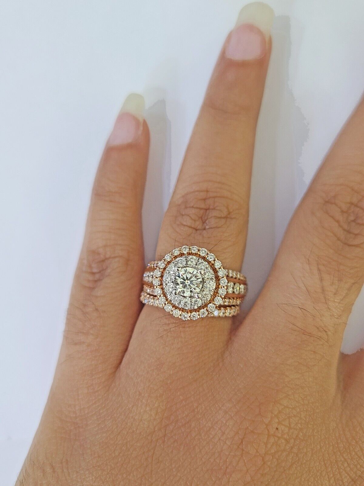 REAL 14k Rose Gold Diamond Ladies Ring Round Shape Women Engagement Wedding - Reva Jeweler
