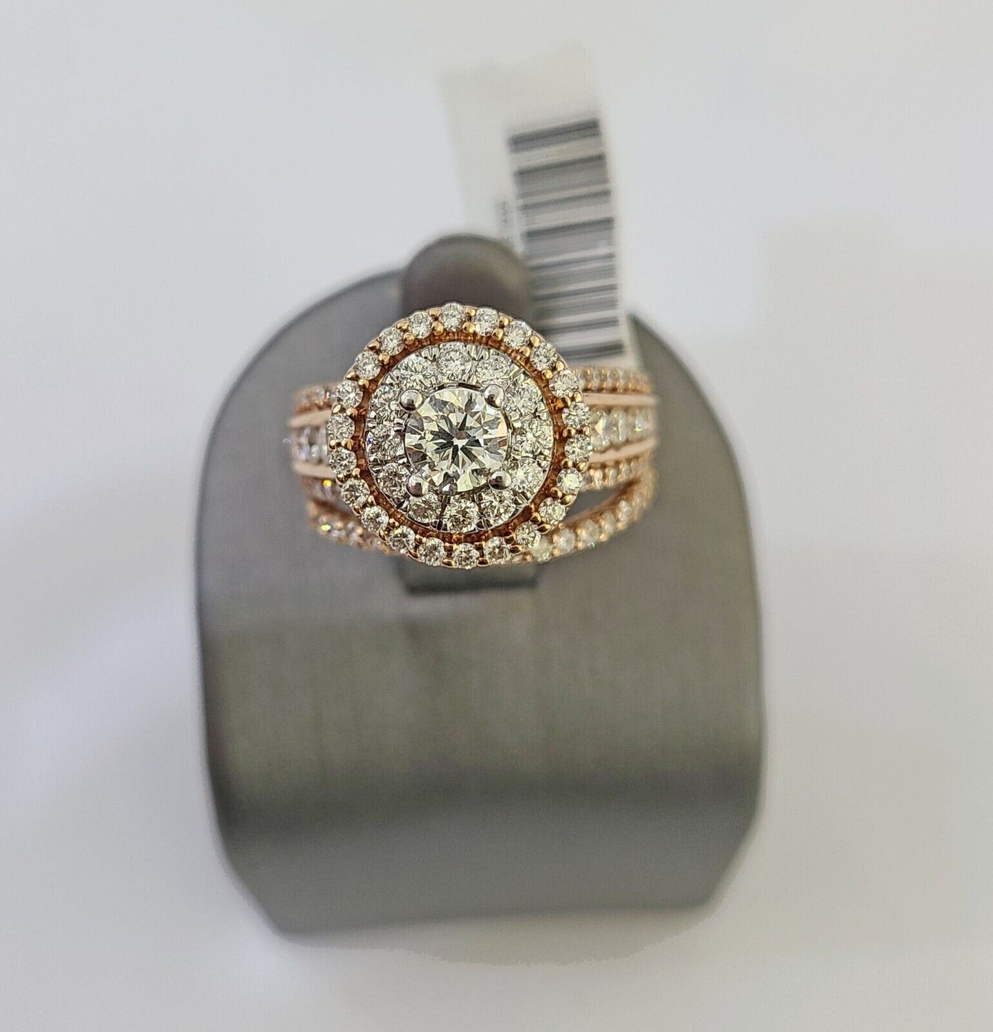 REAL 14k Rose Gold Diamond Ladies Ring Round Shape Women Engagement Wedding - Reva Jeweler