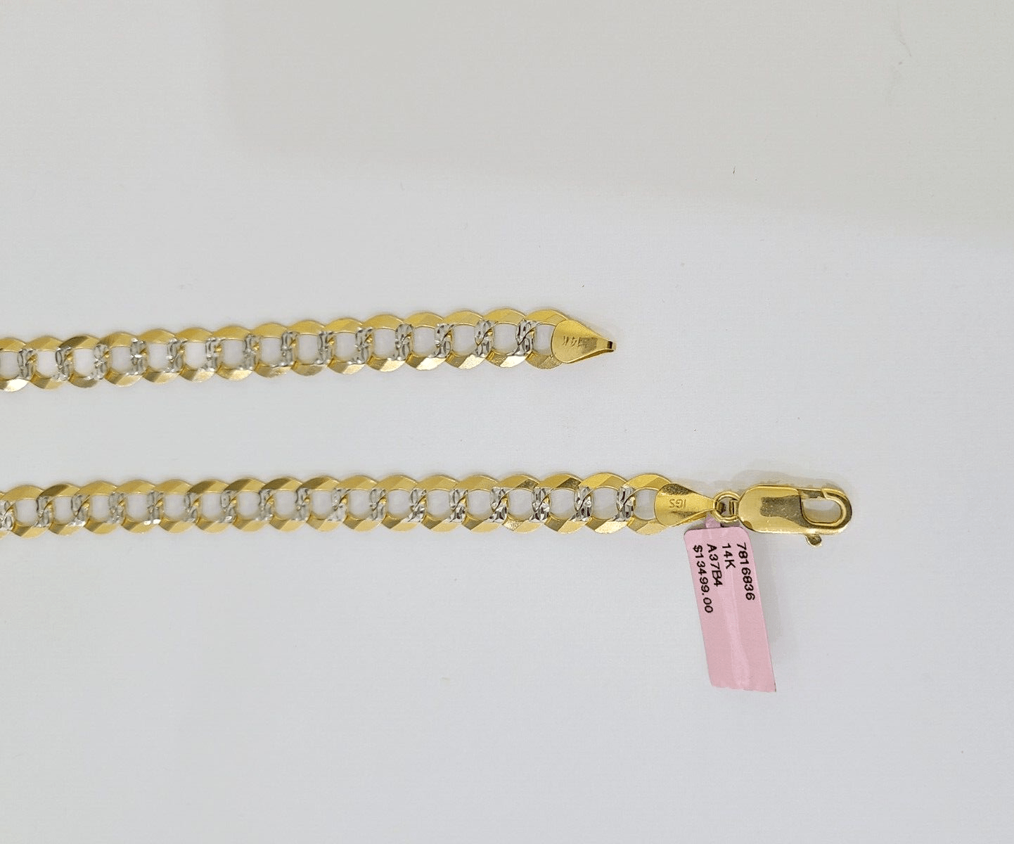 REAL 14k Solid Cuban Curb Link necklace with Diamond Cuts 24 inches 8mm 14kt - Reva Jeweler