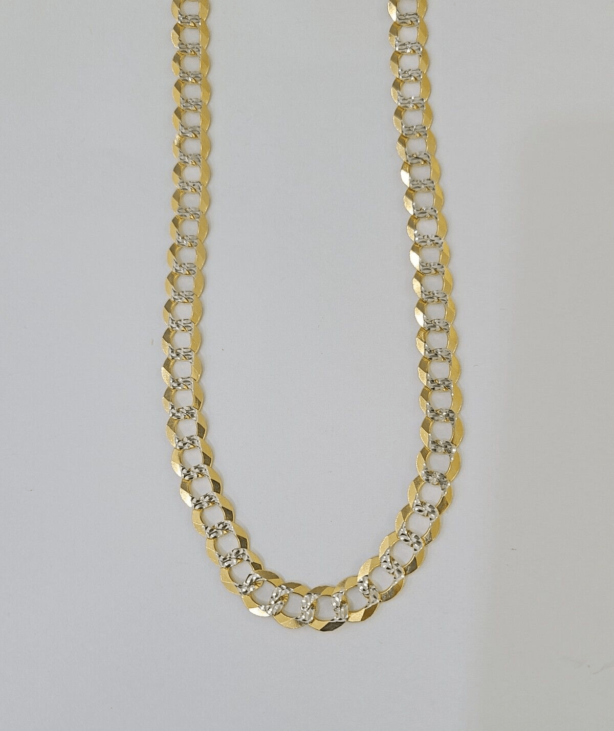 REAL 14k Solid Cuban Curb Link necklace with Diamond Cuts 24 inches 8mm 14kt - Reva Jeweler