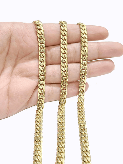 Real 14k Solid Yellow Gold Necklace Miami Cuban Chain 6mm 24" inch Unisex Chain - Reva Jeweler