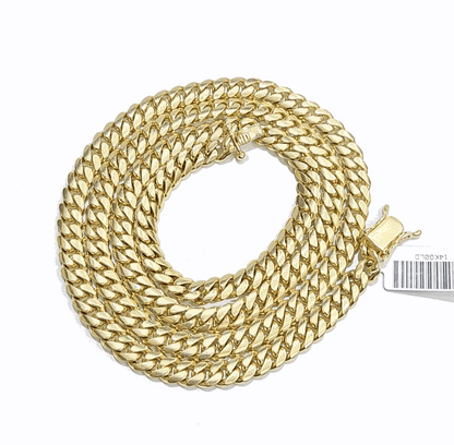Real 14k Solid Yellow Gold Necklace Miami Cuban Chain 6mm 24" inch Unisex Chain - Reva Jeweler