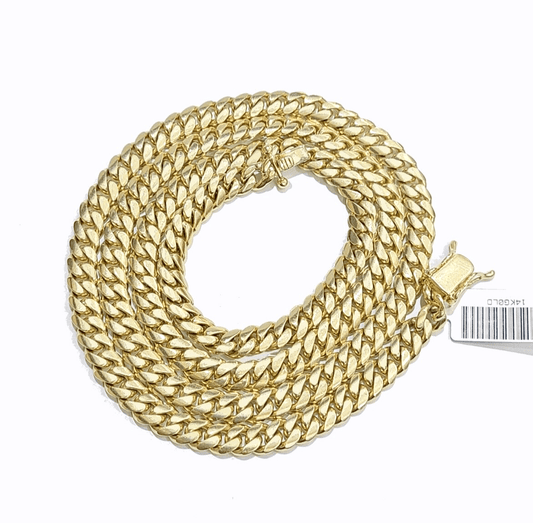 Real 14k Solid Yellow Gold Necklace Miami Cuban Chain 6mm 24" inch Unisex Chain - Reva Jeweler