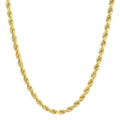 Real 14k Solid Yellow Gold Necklace Rope Chain 6mm 24" inch 14kt Chain Unisex - GoldenlinQ