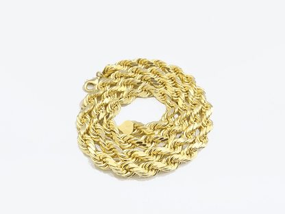Real 14k Solid Yellow Gold Necklace Rope Chain 7mm 24" inch 14kt Chain Unisex - GoldenlinQ