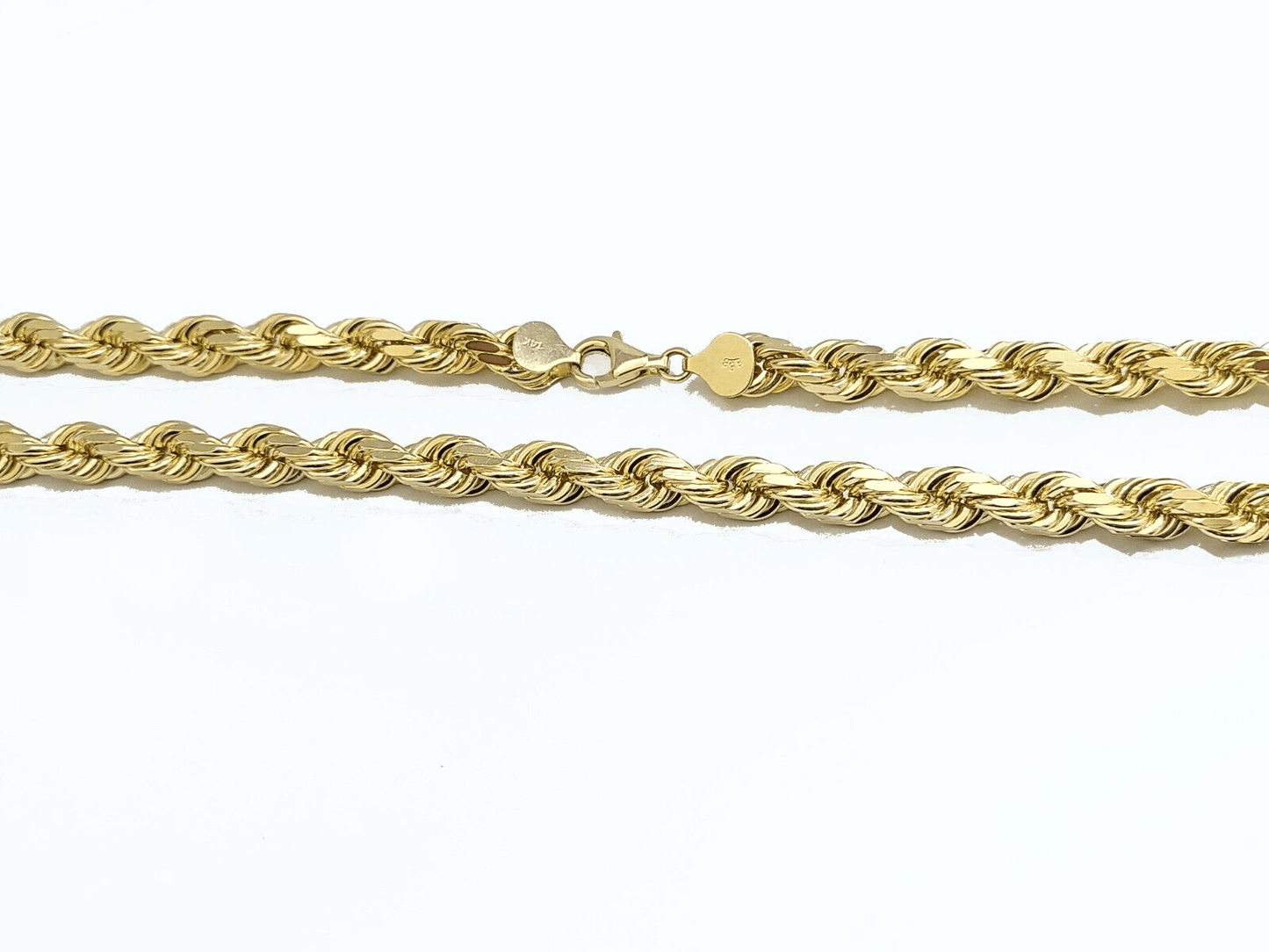 Real 14k Solid Yellow Gold Necklace Rope Chain 7mm 24" inch 14kt Chain Unisex - GoldenlinQ