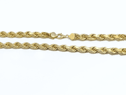 Real 14k Solid Yellow Gold Necklace Rope Chain 7mm 24" inch 14kt Chain Unisex - GoldenlinQ