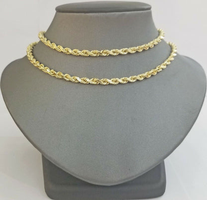 Real 14K SOLID Yellow Gold Rope Chain 5mm 24 Inches necklace Lobster Lock 14kt
