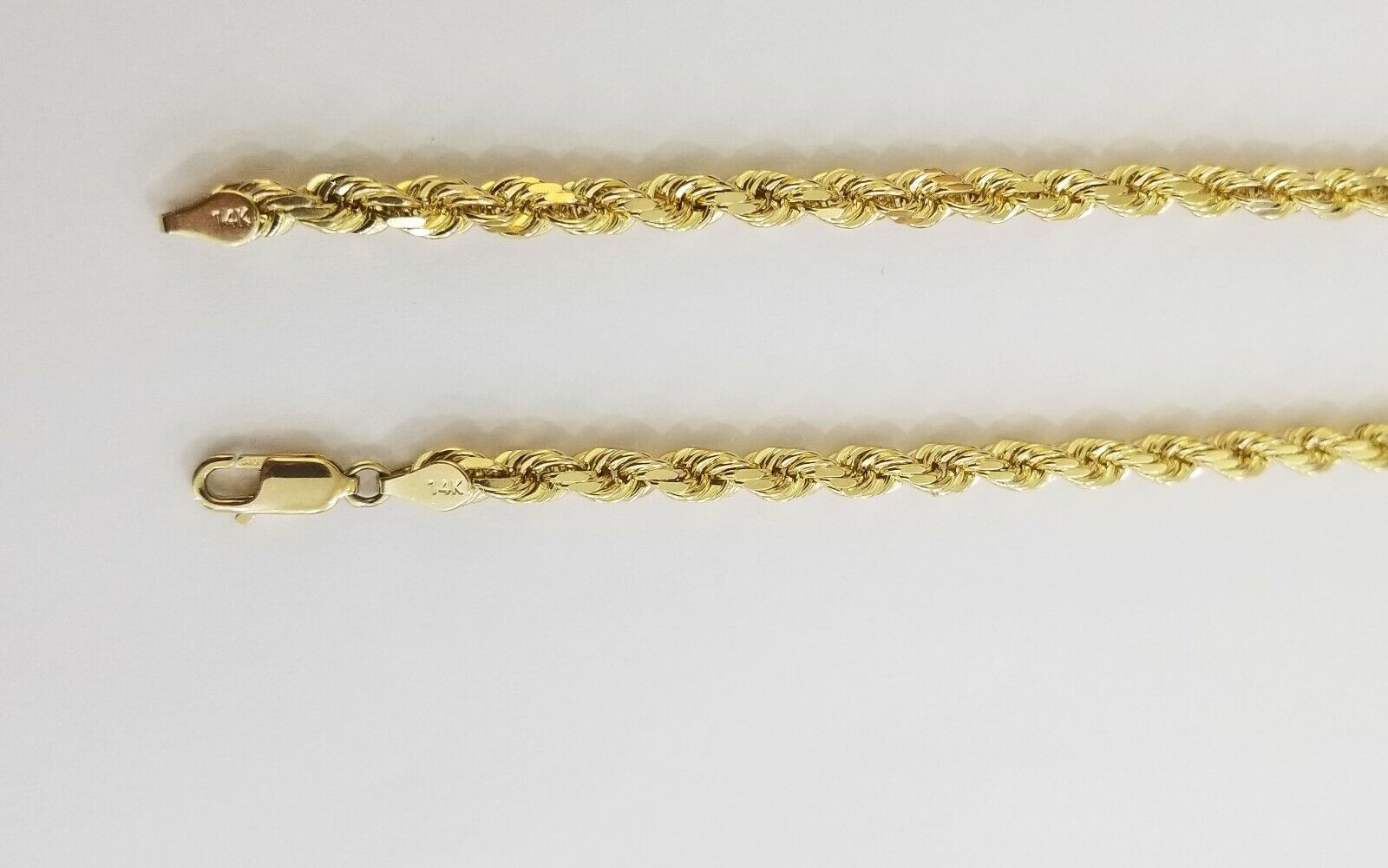 Real 14K SOLID Yellow Gold Rope Chain 5mm 24 Inches necklace Lobster Lock 14kt