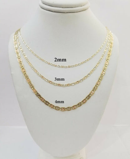 REAL 14k Trio Gold Necklace chain Ladies 3mm 3.5mm 5mm 18" - 24" Women - Reva Jeweler
