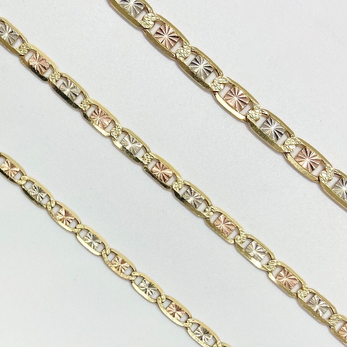REAL 14k Trio Gold Necklace chain Ladies 3mm 3.5mm 5mm 18" - 24" Women - Reva Jeweler