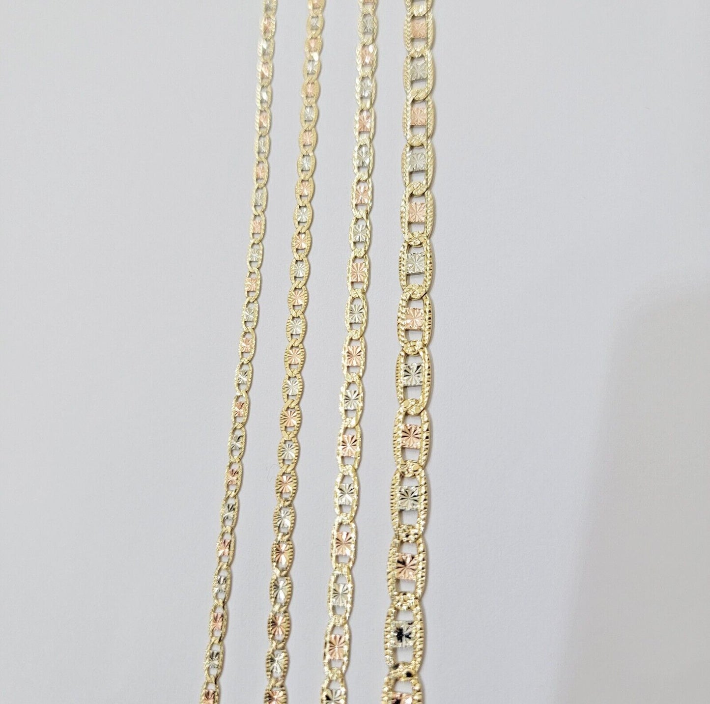 REAL 14k Trio Gold Necklace chain Ladies 3mm 3.5mm 5mm 18" - 24" Women - Reva Jeweler