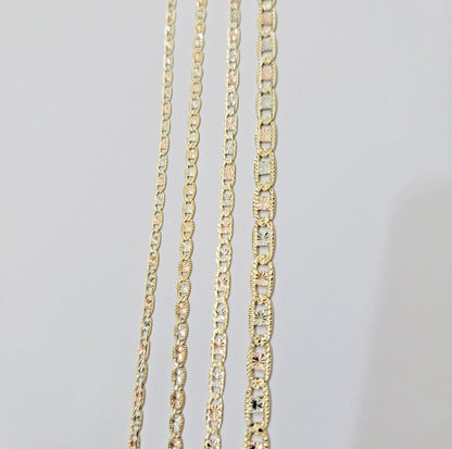 REAL 14k Trio Gold Necklace chain Ladies 3mm 3.5mm 5mm 18" - 24" Women - Reva Jeweler