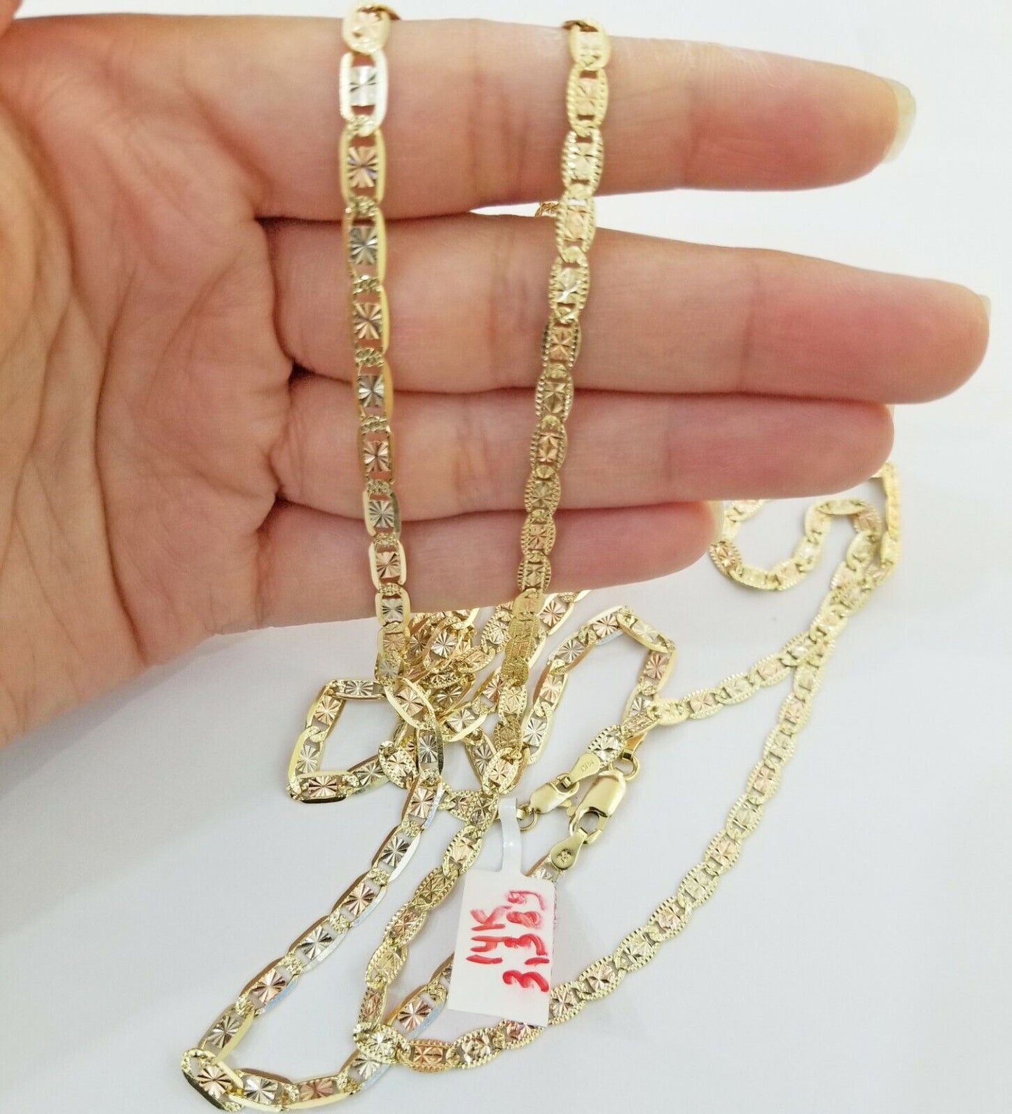 REAL 14k Trio Gold Necklace chain Ladies 3mm 3.5mm 5mm 18" - 24" Women - Reva Jeweler