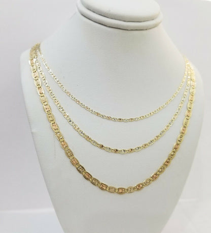 REAL 14k Trio Gold Necklace chain Ladies 3mm 3.5mm 5mm 18" - 24" Women - Reva Jeweler