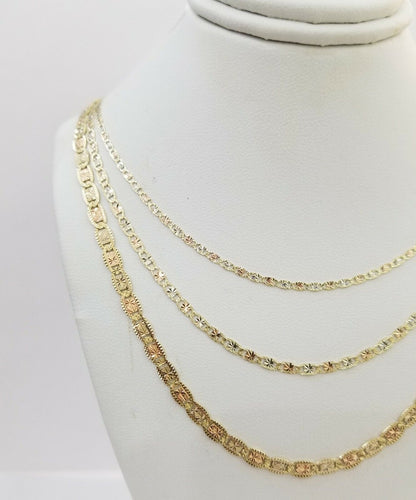 REAL 14k Trio Gold Necklace chain Ladies 3mm 3.5mm 5mm 18" - 24" Women - Reva Jeweler