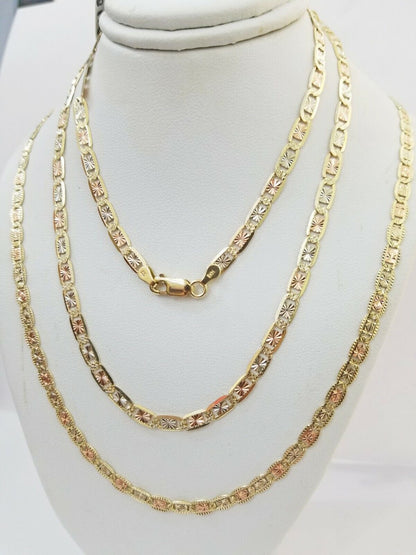 REAL 14k Trio Gold Necklace chain Ladies 3mm 3.5mm 5mm 18" - 24" Women - Reva Jeweler