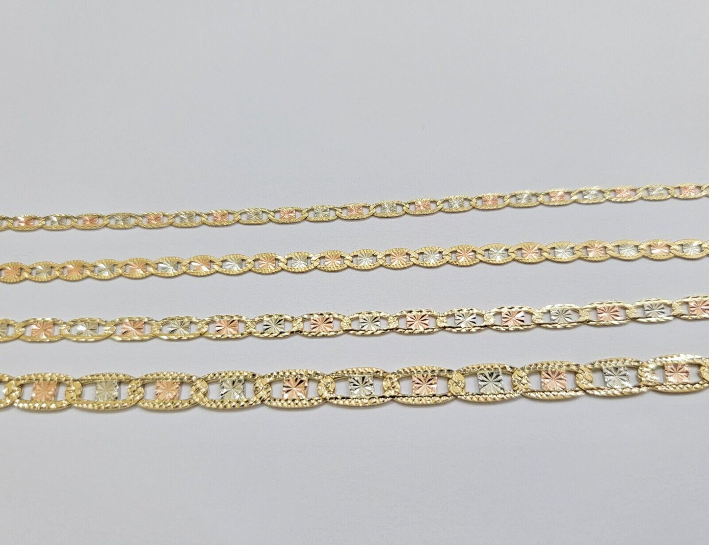 REAL 14k Trio Gold Necklace chain Ladies 3mm 3.5mm 5mm 18" - 24" Women - Reva Jeweler