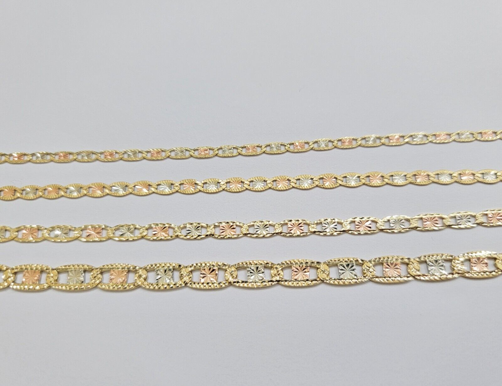 REAL 14k Trio Gold Necklace chain Ladies 3mm 3.5mm 5mm 18" - 24" Women - Reva Jeweler