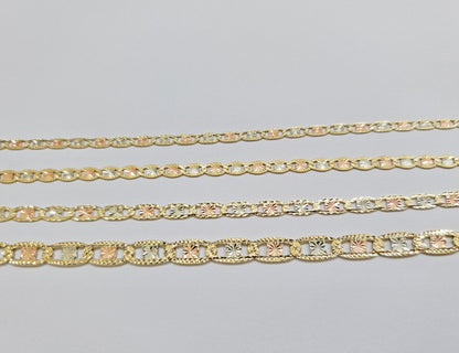 REAL 14k Trio Gold Necklace chain Ladies 3mm 3.5mm 5mm 18" - 24" Women - Reva Jeweler