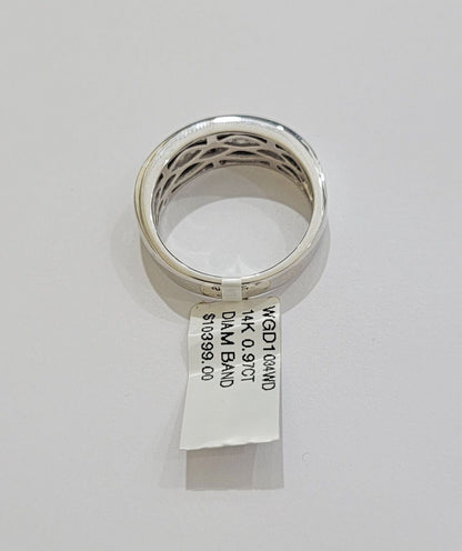Real 14k White Diamond Ring Mens Band 0.97 Ct PrincessCut Wedding Engagement - Reva Jeweler