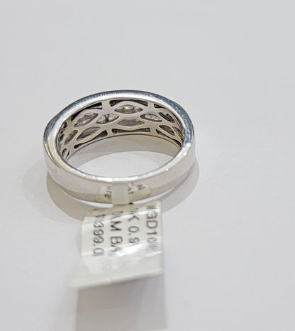 Real 14k White Diamond Ring Mens Band 0.97 Ct PrincessCut Wedding Engagement - Reva Jeweler