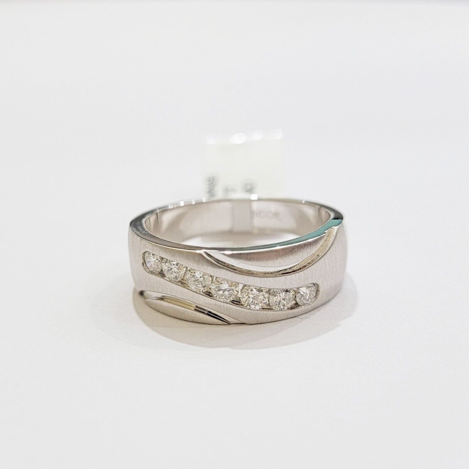 Real 14k White Diamond Ring Mens Band 1/2 Ct Round Cut Wedding Engagement Sizabl - Reva Jeweler