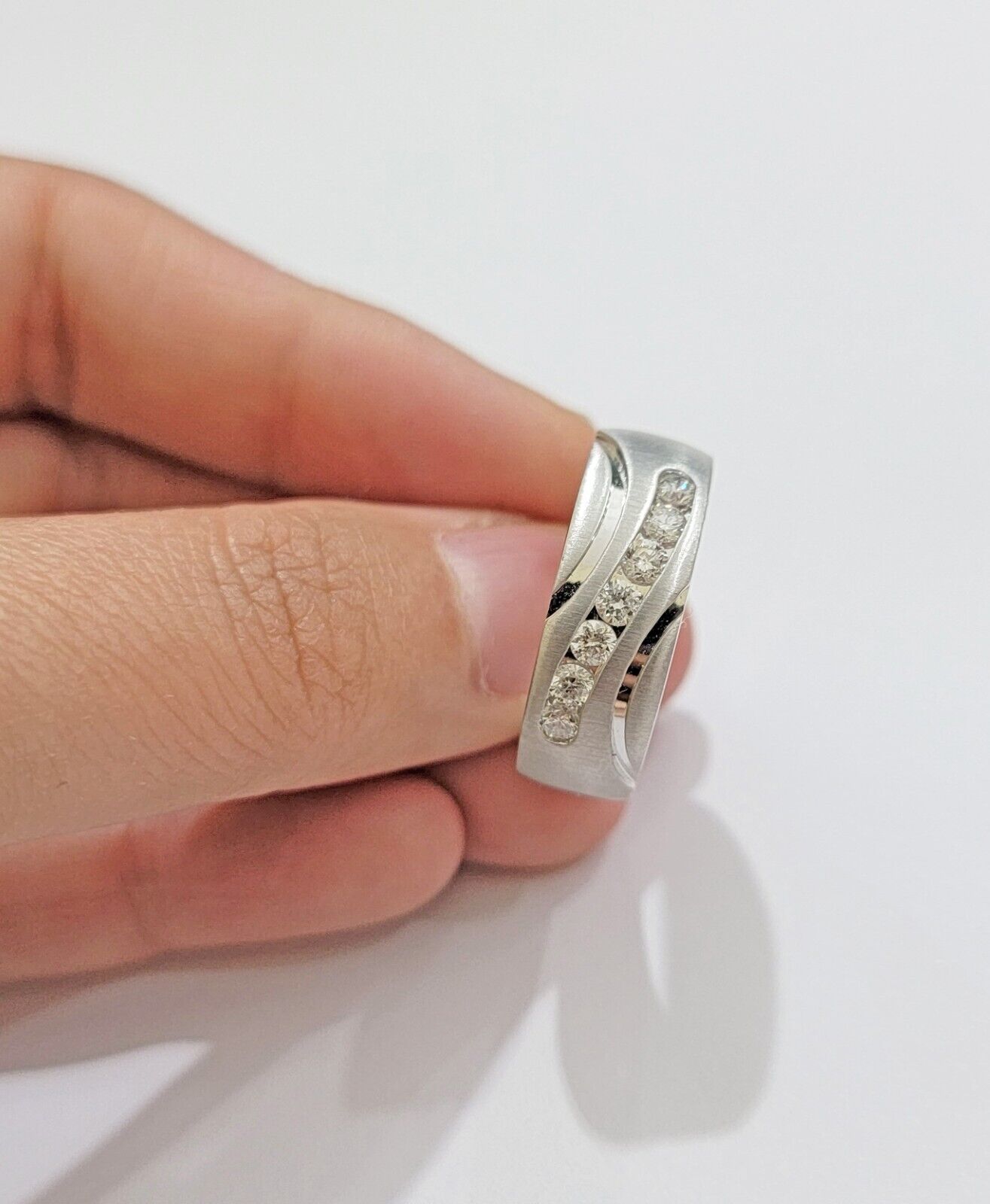 Real 14k White Diamond Ring Mens Band 1/2 Ct Round Cut Wedding Engagement Sizabl - Reva Jeweler