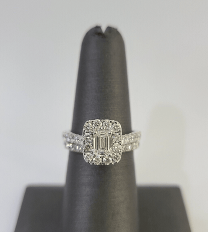 Real 14k White Gold Diamond Ladies Ring Band Set Natural Diamond Bridal Wedding - GoldenlinQ