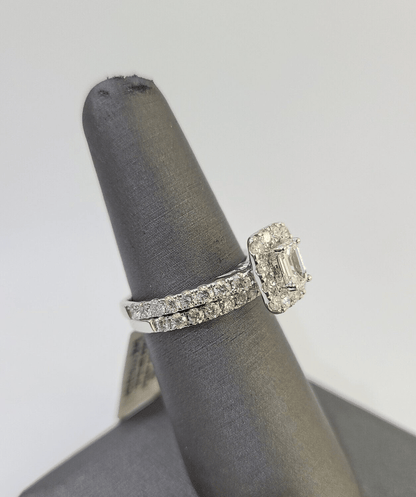 Real 14k White Gold Diamond Ladies Ring Band Set Natural Diamond Bridal Wedding - GoldenlinQ