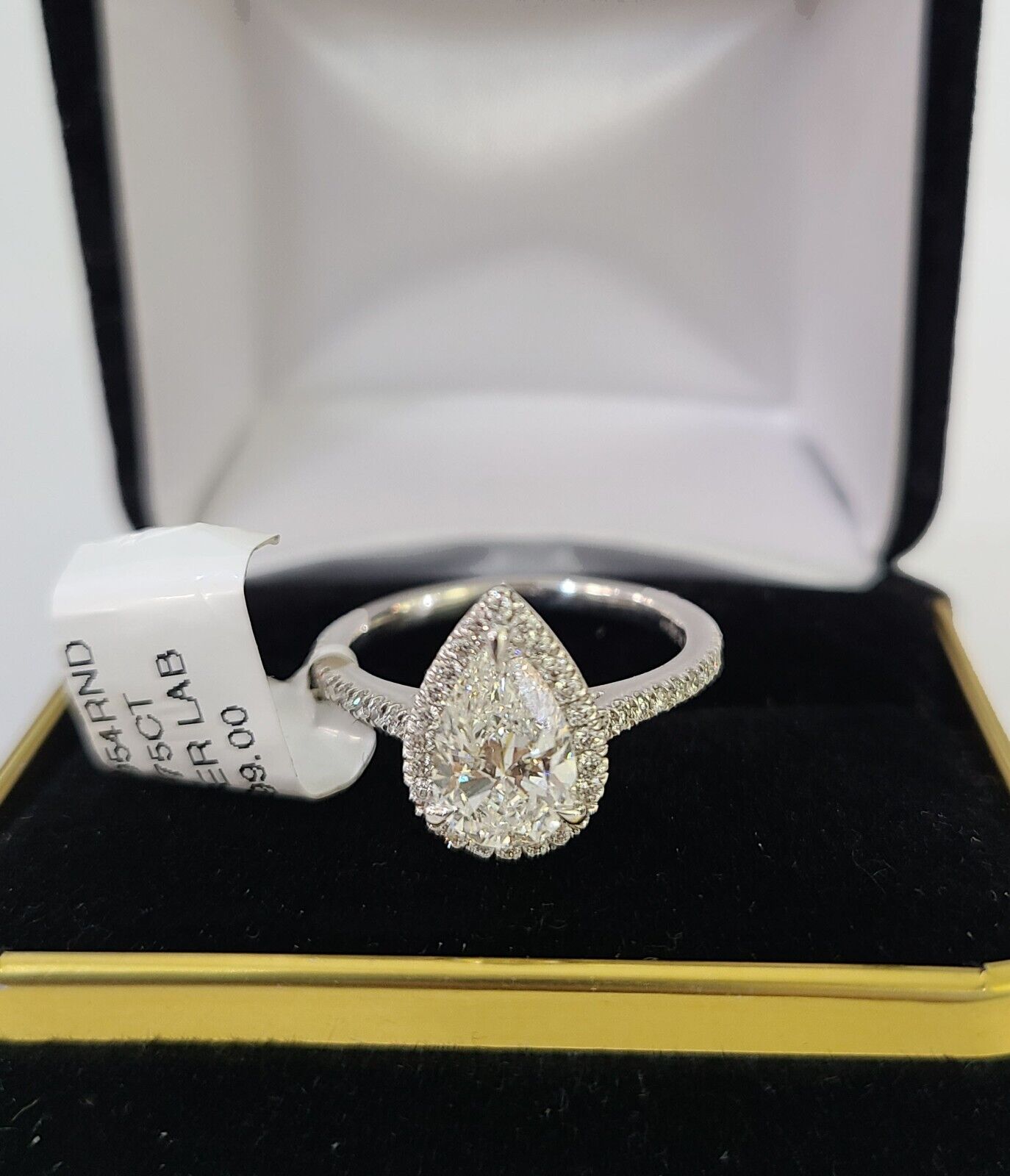 Real 14k White Gold Diamond Ladies Ring PearLab Created Women Engagement Wedding - Reva Jeweler