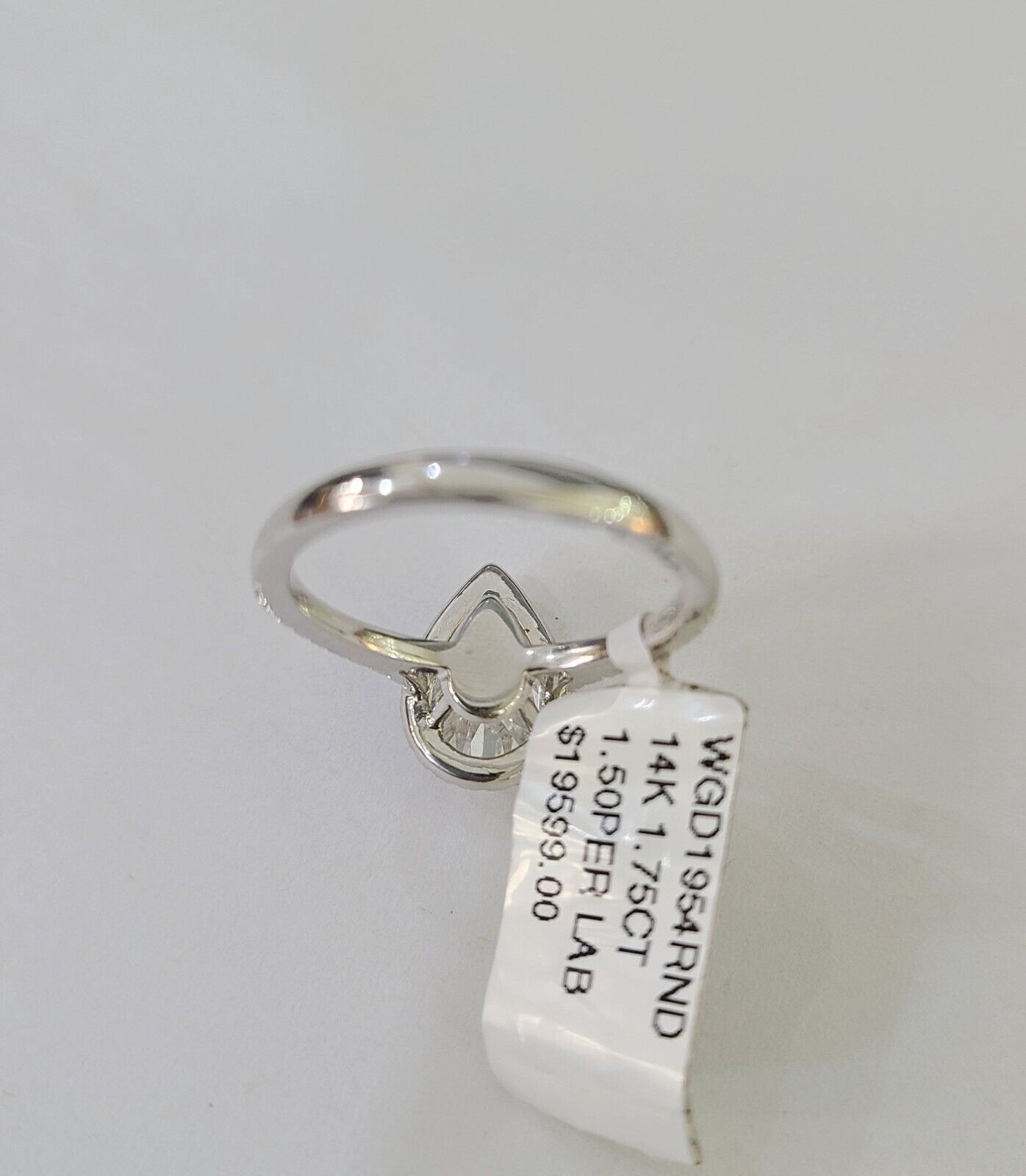 Real 14k White Gold Diamond Ladies Ring PearLab Created Women Engagement Wedding - Reva Jeweler