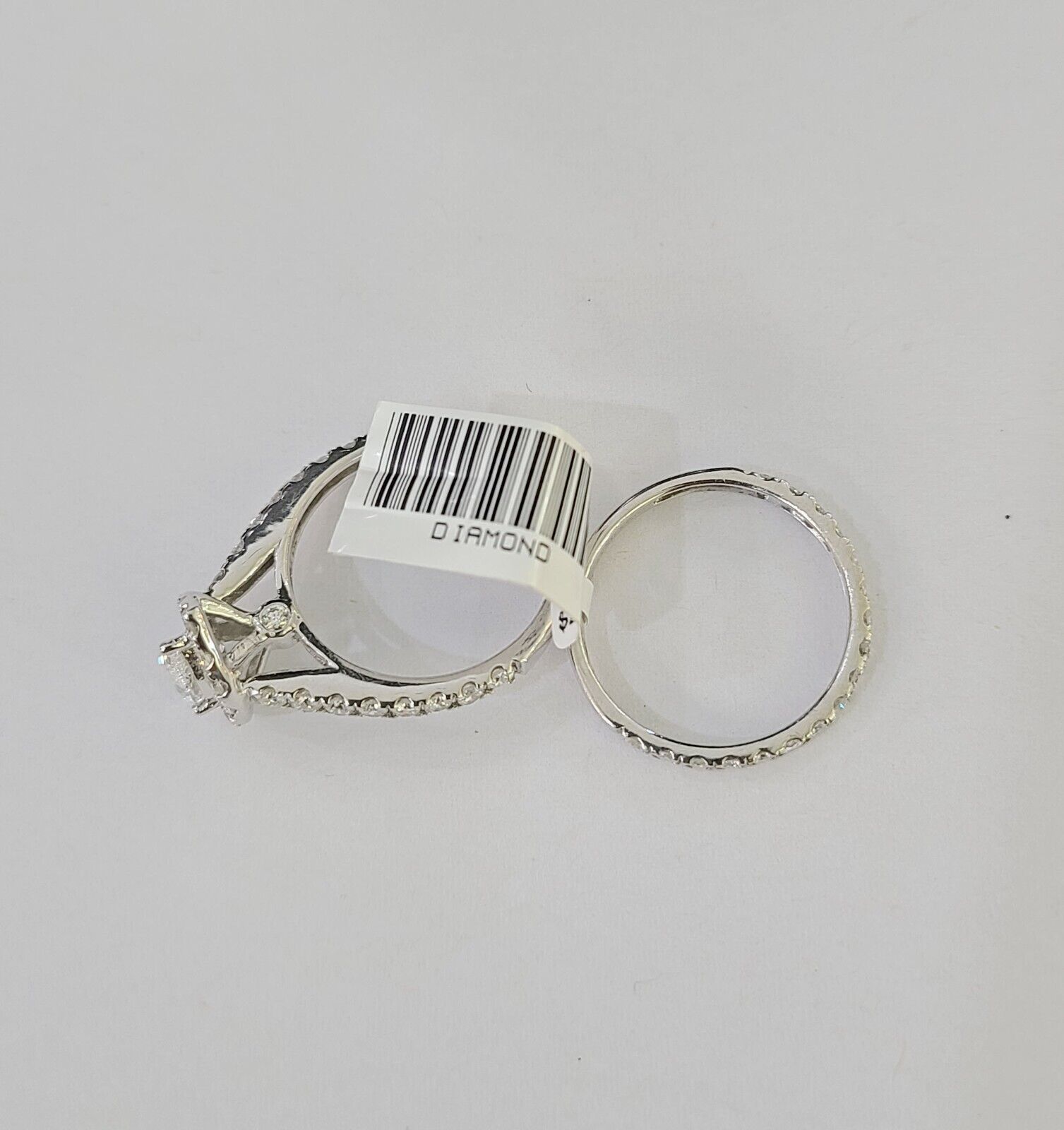 Real 14k White Gold Diamond Ladies Ring SET Pear Lab Created Engagement Wedding - Reva Jeweler