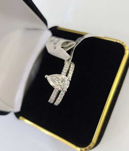 Real 14k White Gold Diamond Ladies Ring SETLab Created Women Engagement Wedding - Reva Jeweler