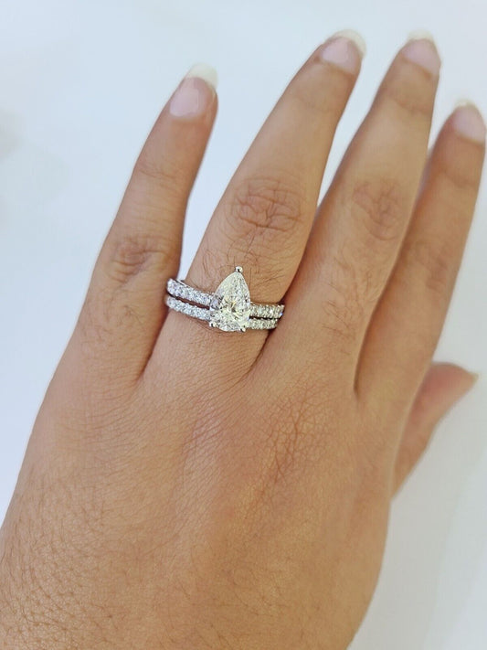 Real 14k White Gold Diamond Ladies Ring SETLab Created Women Engagement Wedding - Reva Jeweler