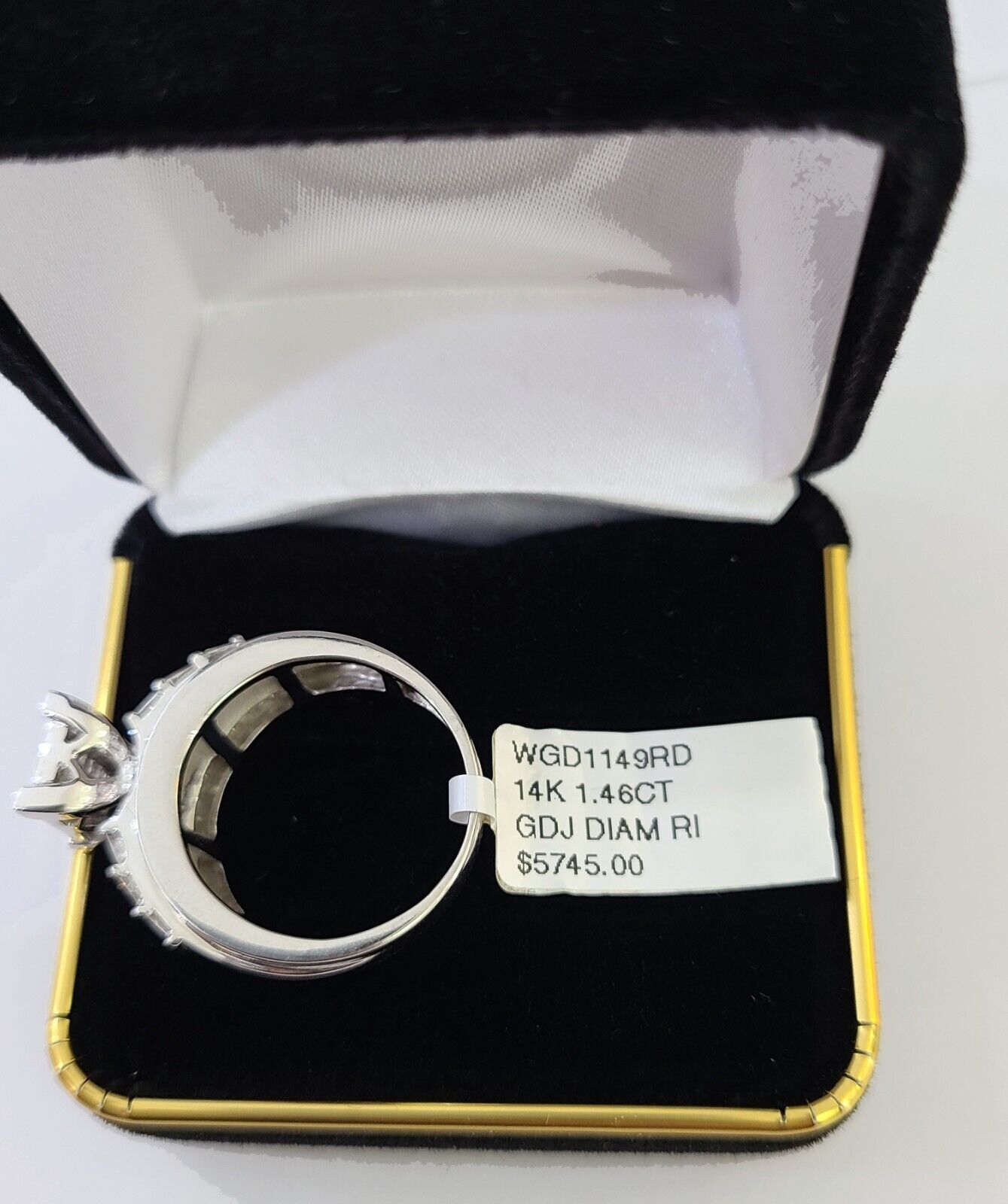 REAL 14k White Gold Diamond Ring 1.46 CT Size 10 Square Shaped Engagement Ring - Reva Jeweler