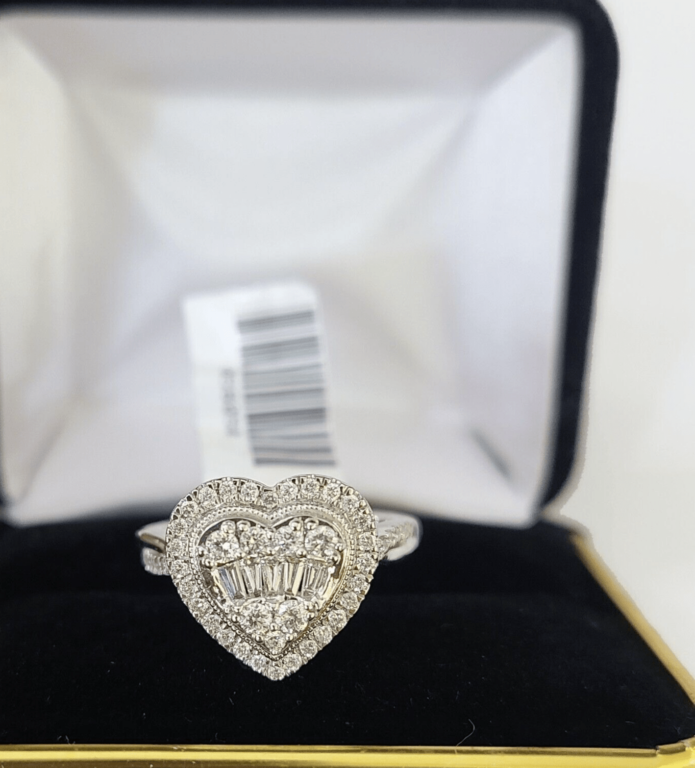 REAL 14k White Gold Diamond Ring Heart Shaped Ladies Wedding Engagement - Reva Jeweler