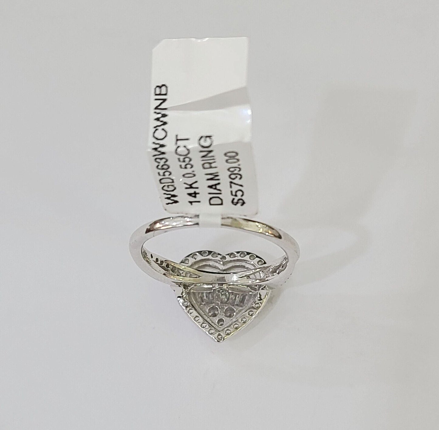 REAL 14k White Gold Diamond Ring Heart Shaped Ladies Wedding Engagement - Reva Jeweler