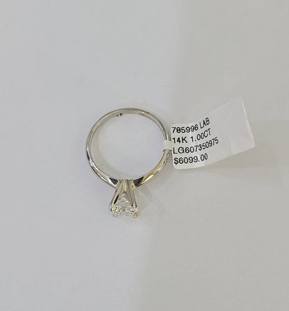 REAL 14k White Gold Diamond Ring Lab Created Ladies Wedding Engagement Genuine - Reva Jeweler