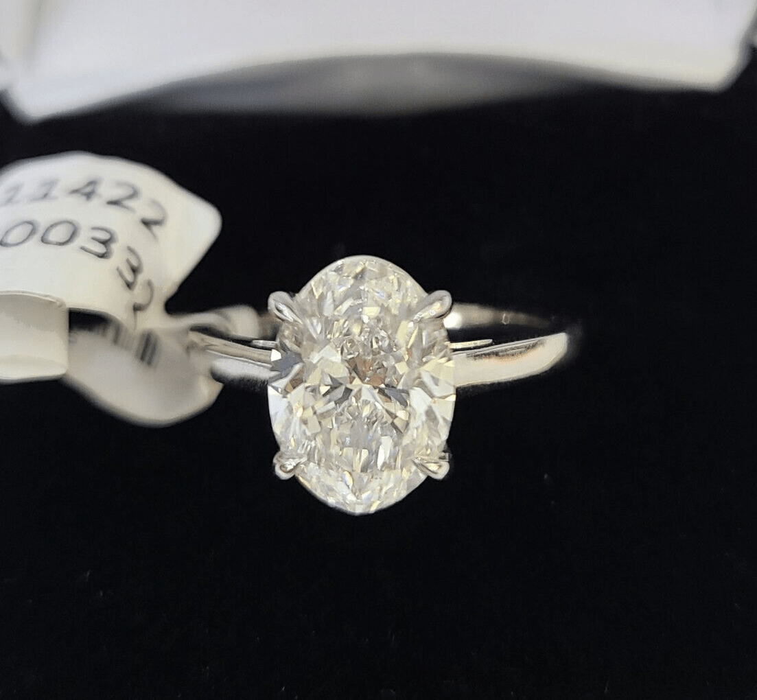 REAL 14k White Gold Diamond Ring Lab Created Ladies Wedding Engagement Genuine - Reva Jeweler