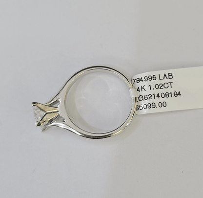 REAL 14k White Gold Diamond Ring Lab Created Ladies Wedding Engagement Genuine - Reva Jeweler