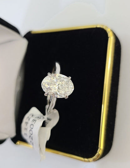 REAL 14k White Gold Diamond Ring Lab Created Ladies Wedding Engagement Genuine - Reva Jeweler