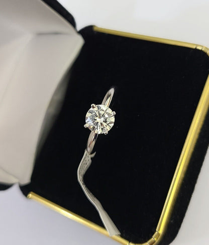 REAL 14k White Gold Diamond Ring Lab Created Ladies Wedding Engagement Genuine - Reva Jeweler