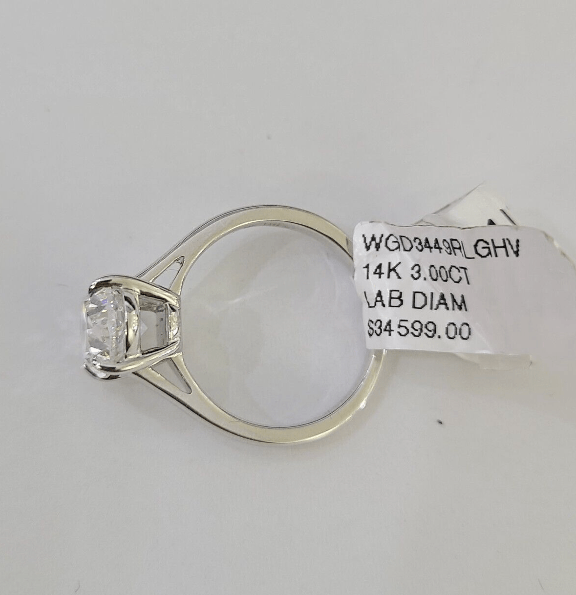 REAL 14k White Gold Diamond Ring Lab Created Ladies Wedding Engagement Genuine - Reva Jeweler
